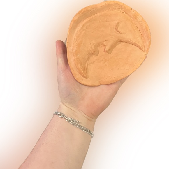 Handmade Artisian Boho Earthy Cresent Moon Man Clay Trinket Dish Made by Myself - Picture 2 of 11